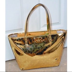 Kate Spade ♠️ gold mirror tote